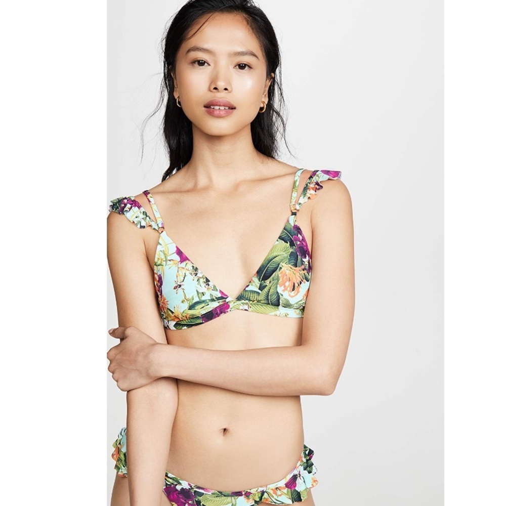 PilyQ Flora Ruffle Ring Bikini Top- S,M,L
